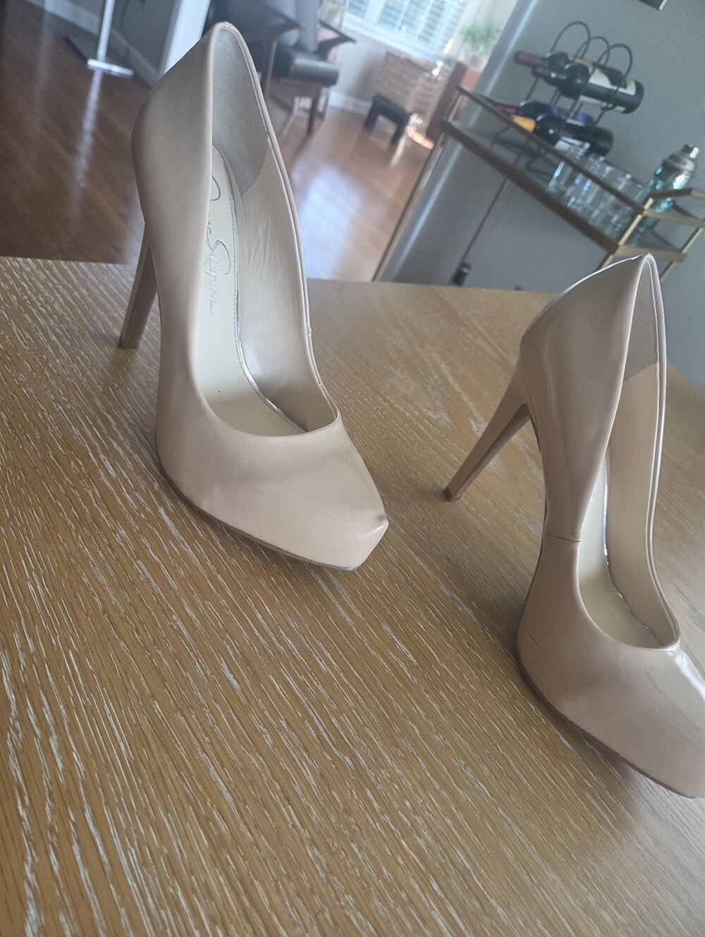 Jessica Simpson Nude Patent Platform Pumps